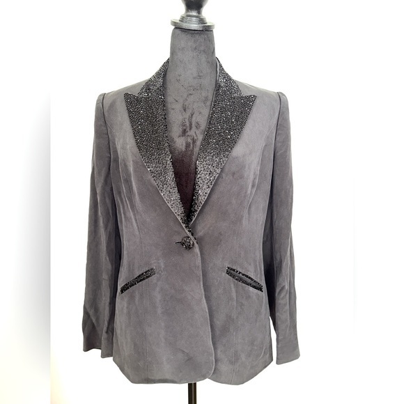 Bloomingdale’s Black 100% Silk Tuxedo Blazer 10P - Picture 1 of 12
